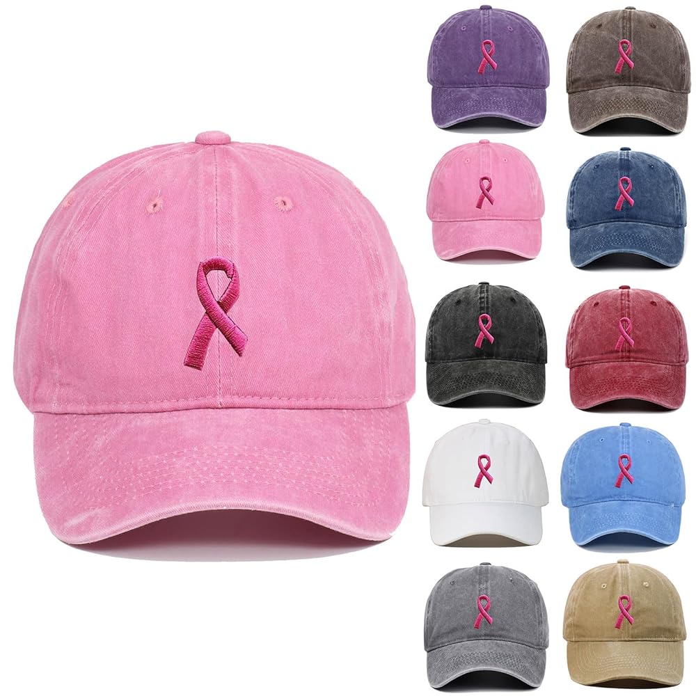 HGps8w Unisex Breast Cancer Awareness Hat Pink Ribbon